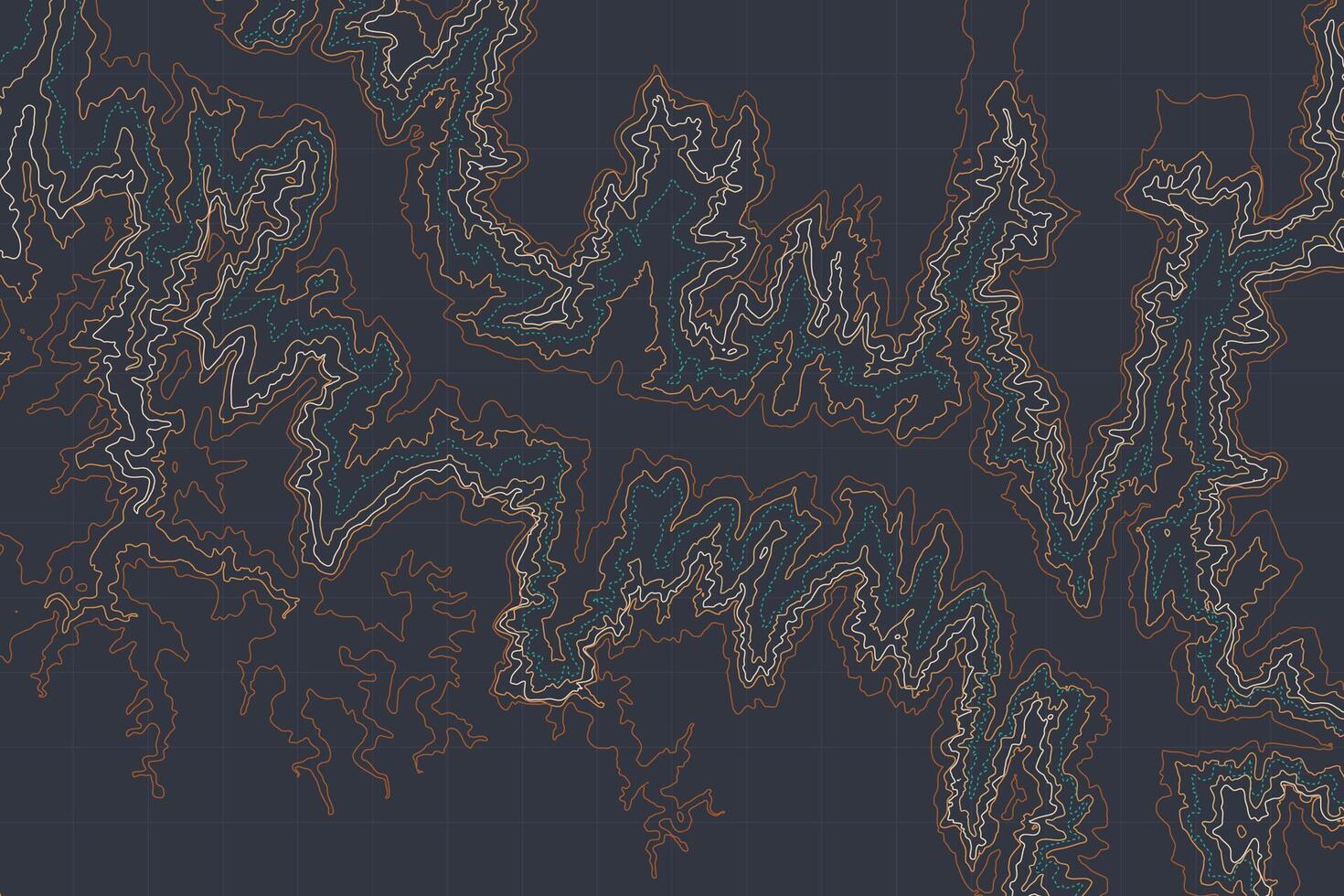 Artistic depiction of a topographic map with multicolored contour lines, representing diverse terrains and landscapes, suitable for exploration themes vector