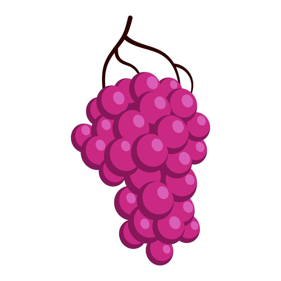 Bunch of juicy grapes. Cartoon flat illustration of ripe berries vector