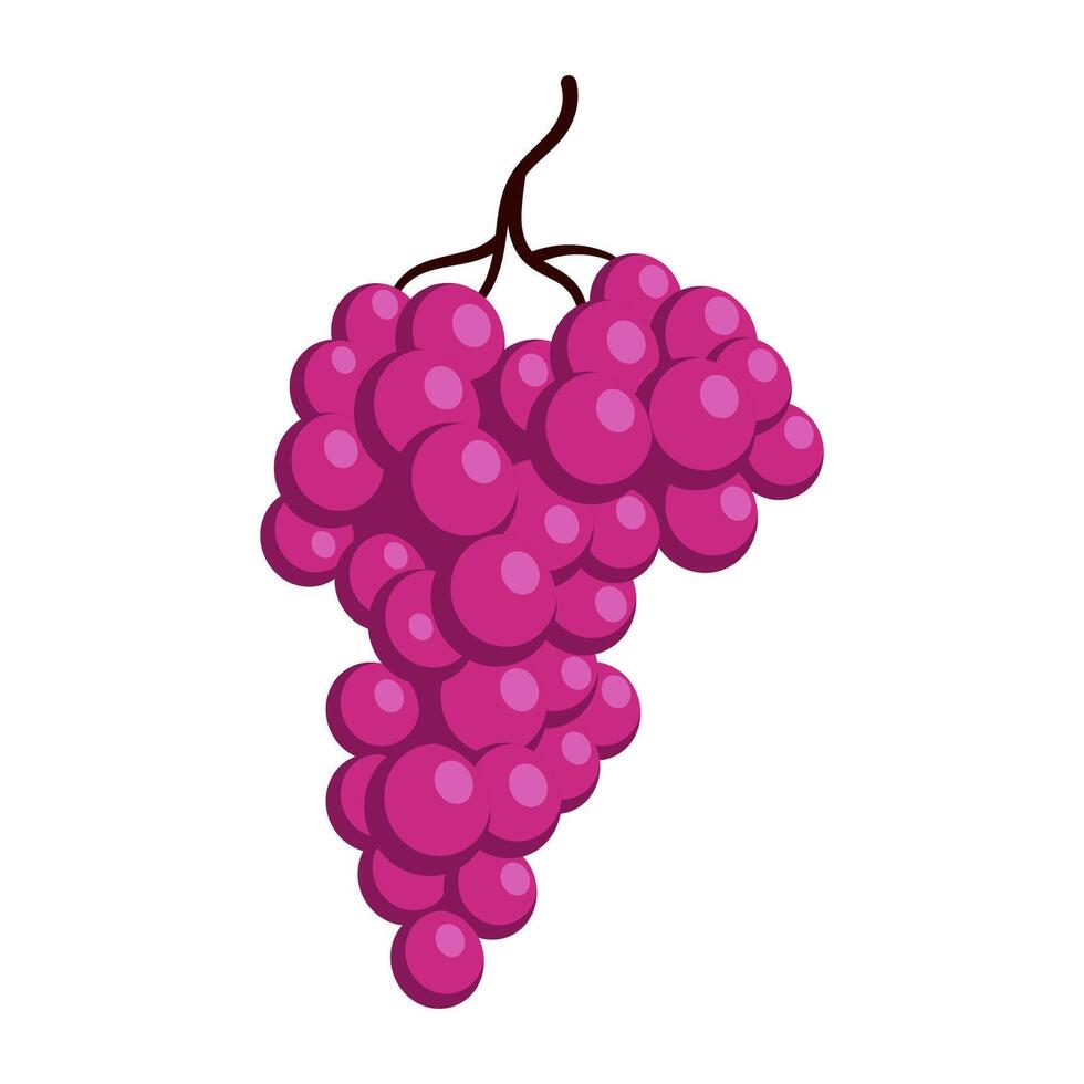Bunch of juicy grapes. Cartoon flat illustration of ripe berries vector