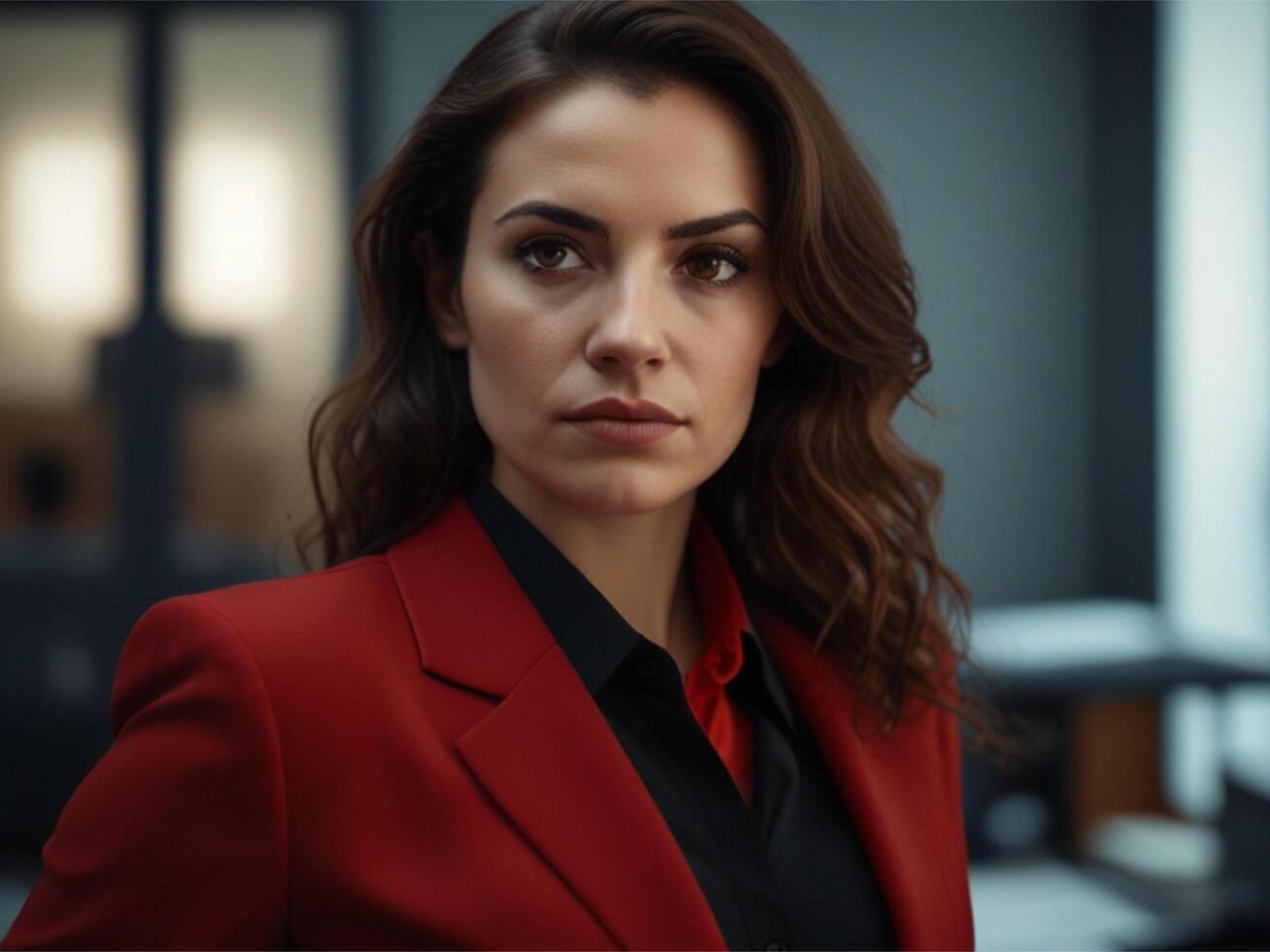 Beautiful Business woman in Red Suit photo