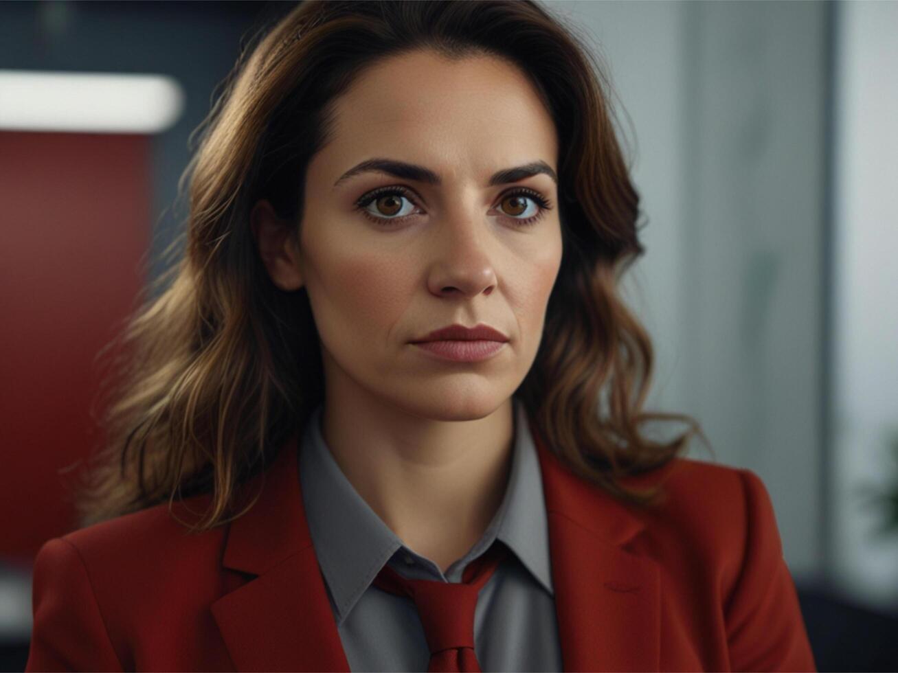 Beautiful Business woman in Red Suit photo