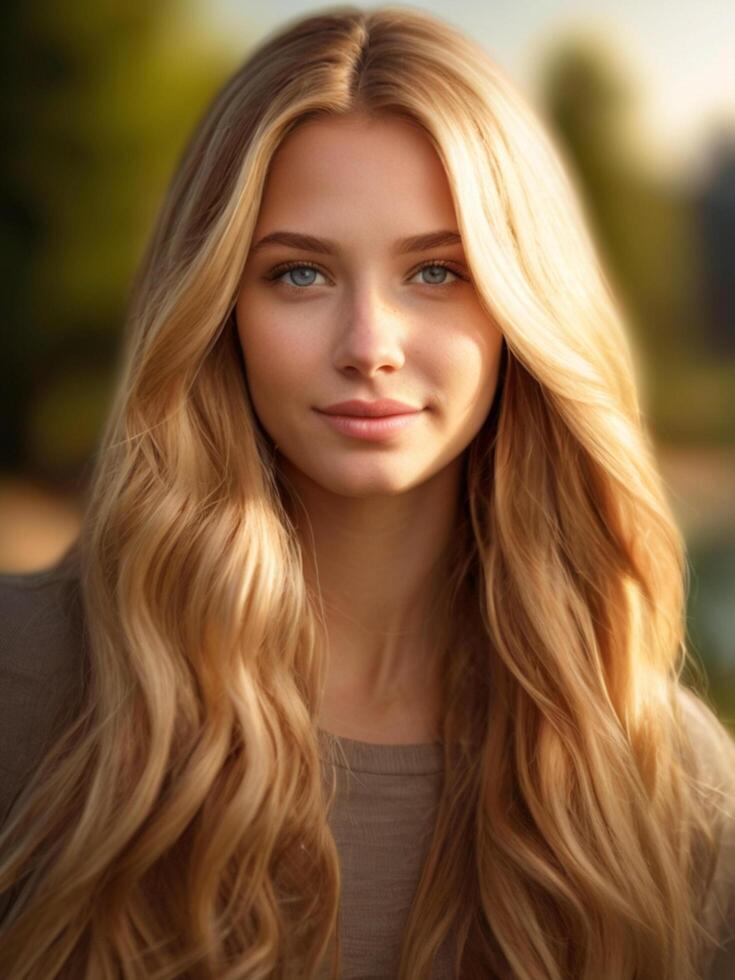 Beautiful model Mid-Shot in Nature photo