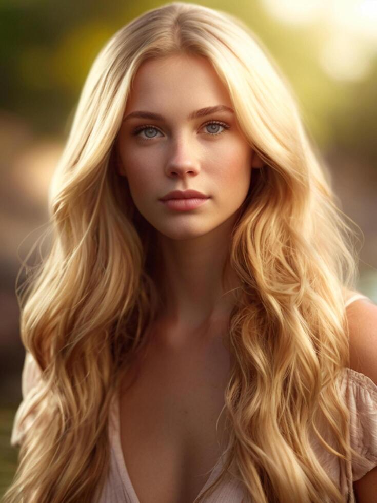 Beautiful model Mid-Shot in Nature photo