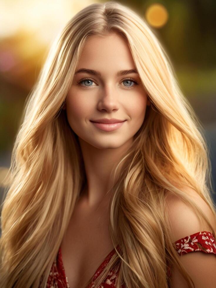 Beautiful model Mid-Shot in Nature photo