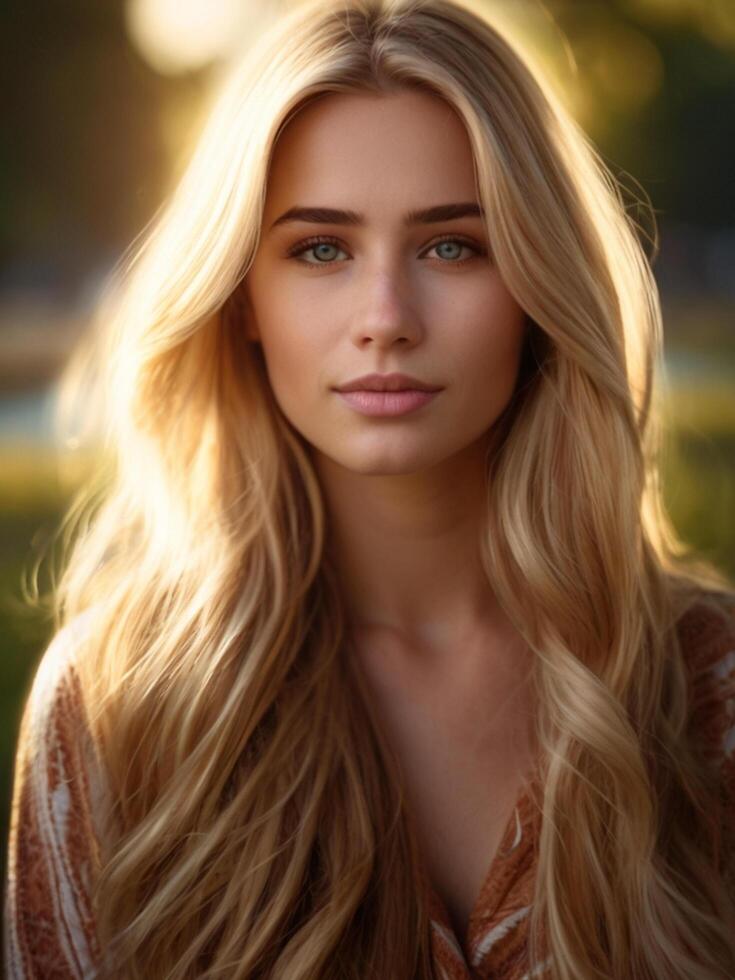 Beautiful model Mid-Shot in Nature photo