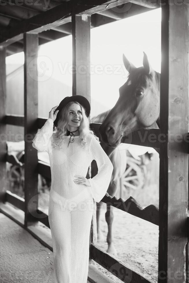 young woman in a dress with a horse photo