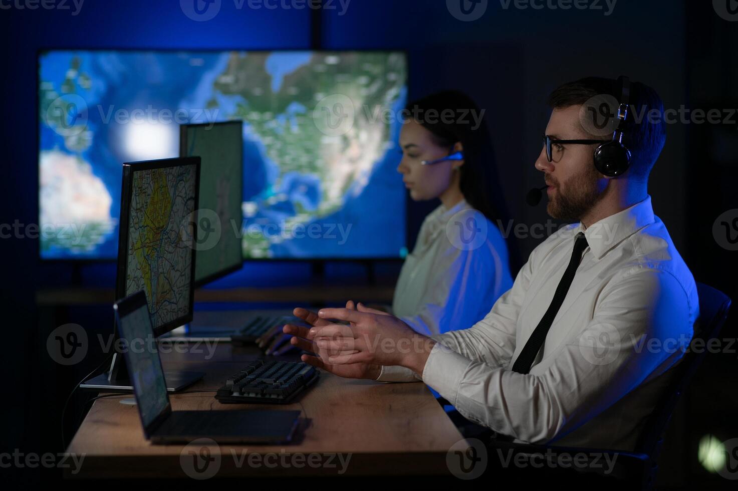 Dispatching support centers for freight transportation. Logistics and navigation of cargo delivery photo