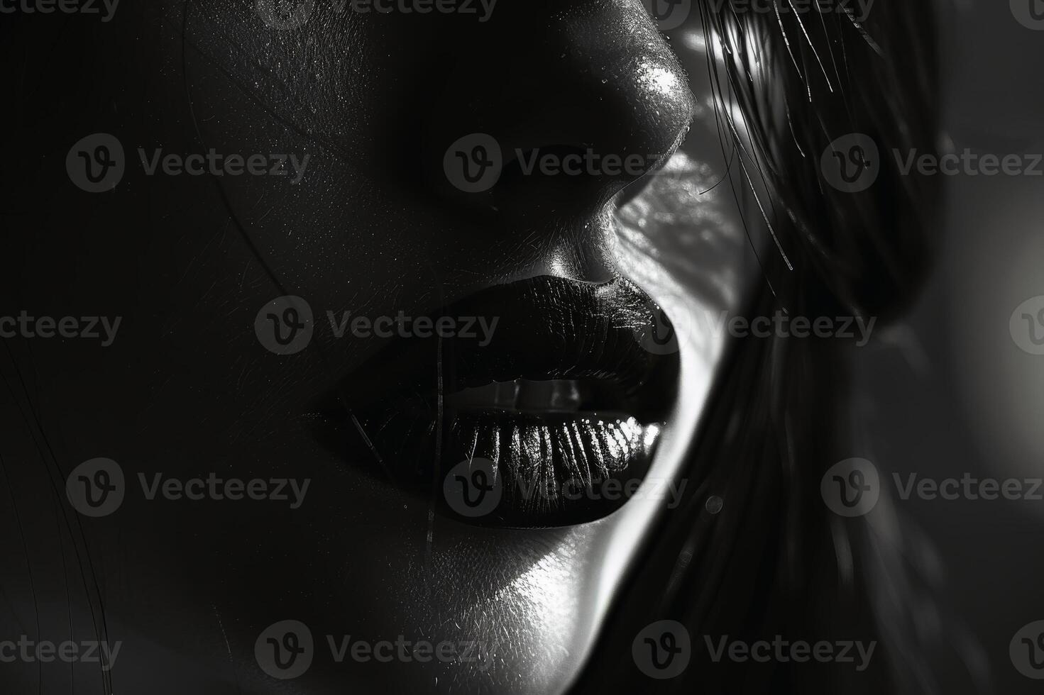 A portrait of a beautiful and sensual woman. AI generate photo