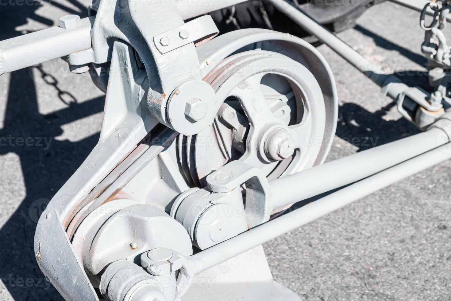 partial view of an old restored tractor, agricultural machinery maintenance photo