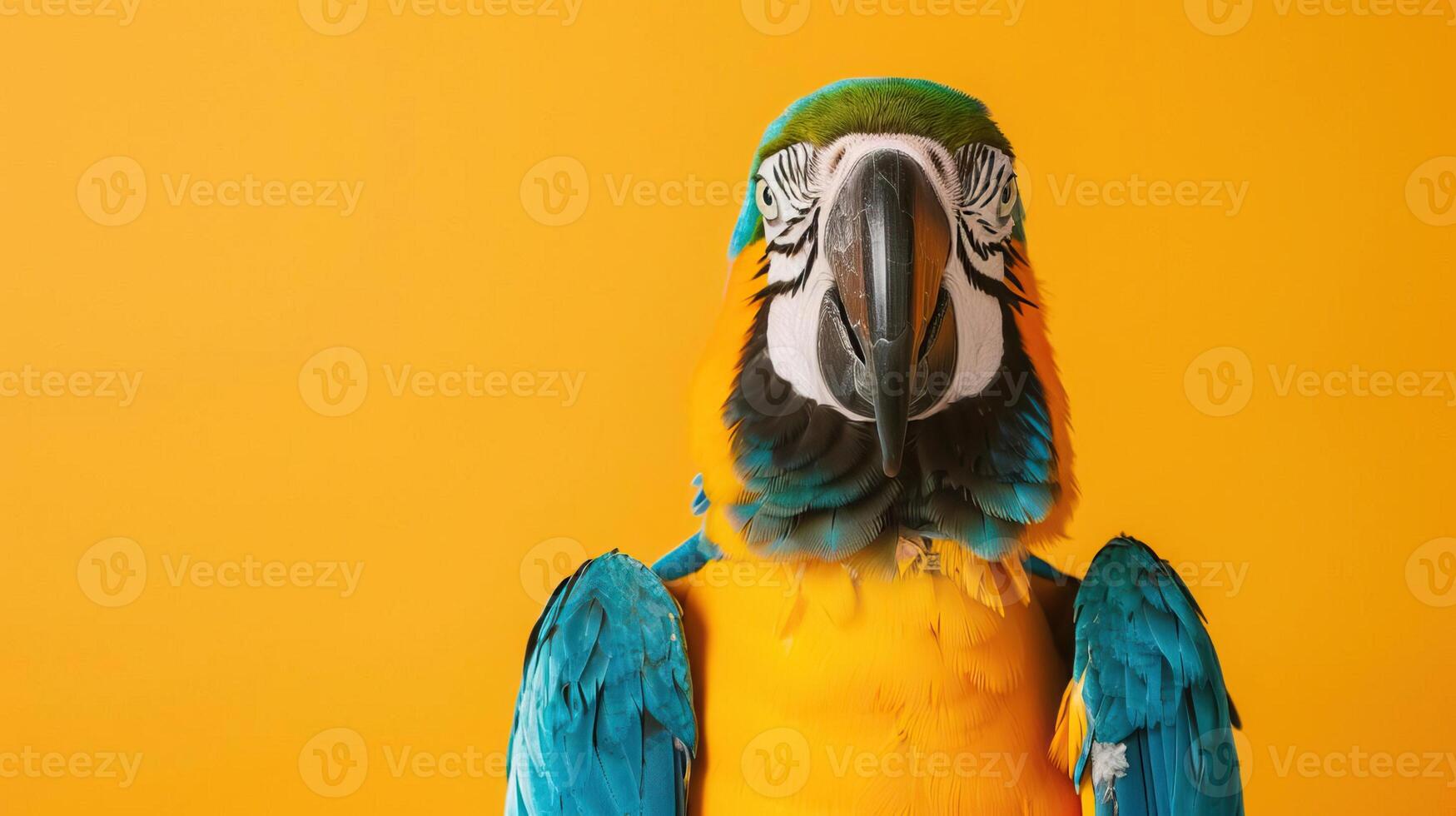 Portrait photography of a cute little animal athlete, smiling cute little parrot in a rhythmic gymnastics outfit with a ribbon on pastel Pale Blue color background, editorial style photo