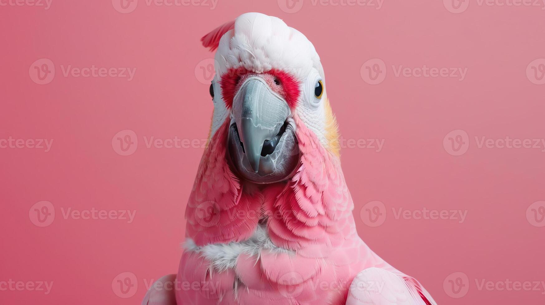 Portrait photography of a cute little animal athlete, smiling cute little parrot in a rhythmic gymnastics outfit with a ribbon on pastel Pale Blue color background, editorial style photo