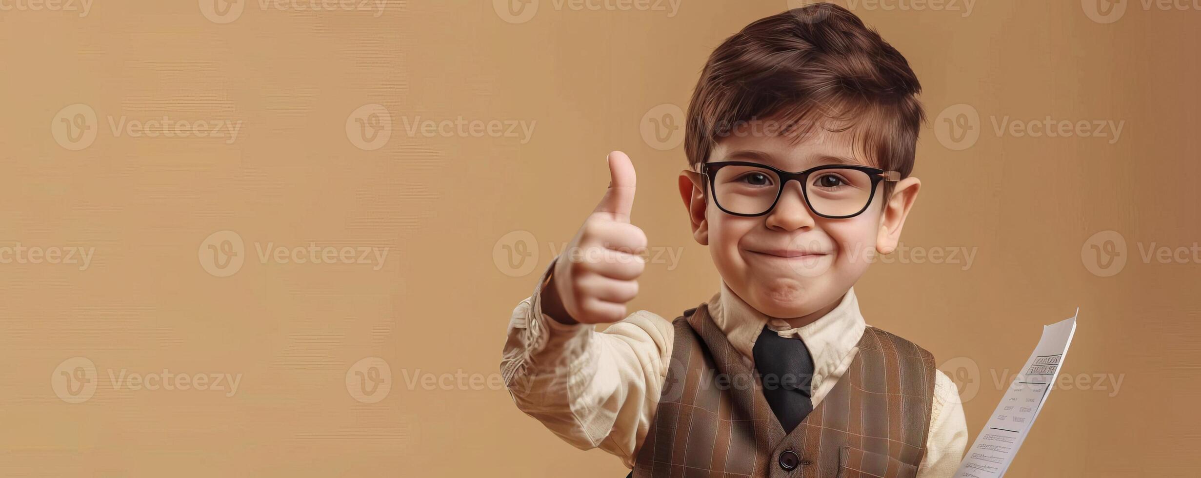 Portrait photography of a cute little professional, smiling cute little Nurse Practitioner with a stethoscope, showing thumb-up, on Pale Blue color background, editorial style photo