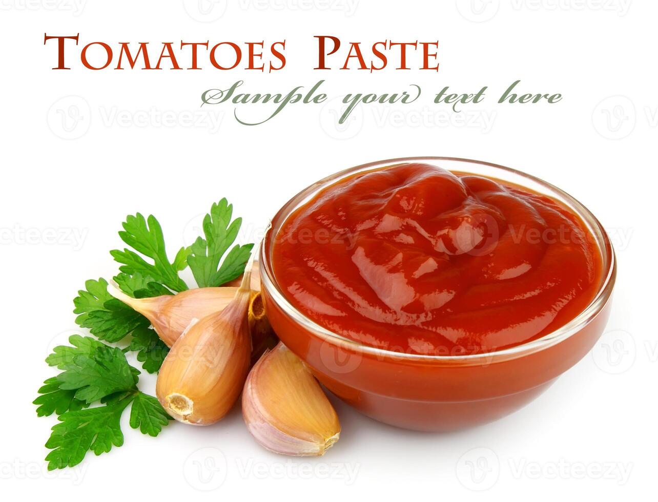 Tomatoes paste on white backgrounds photo