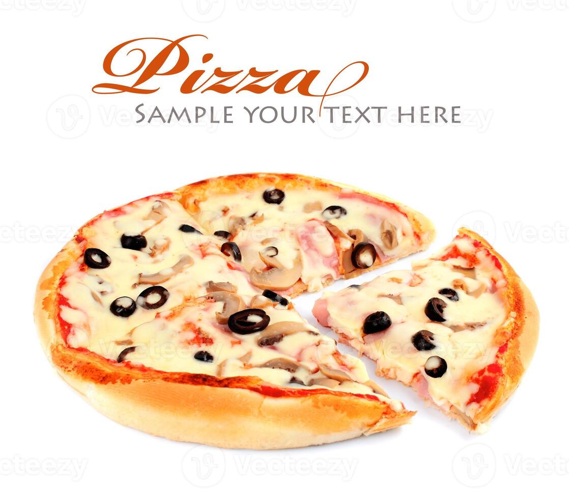 Pizza with mushroom and olives photo