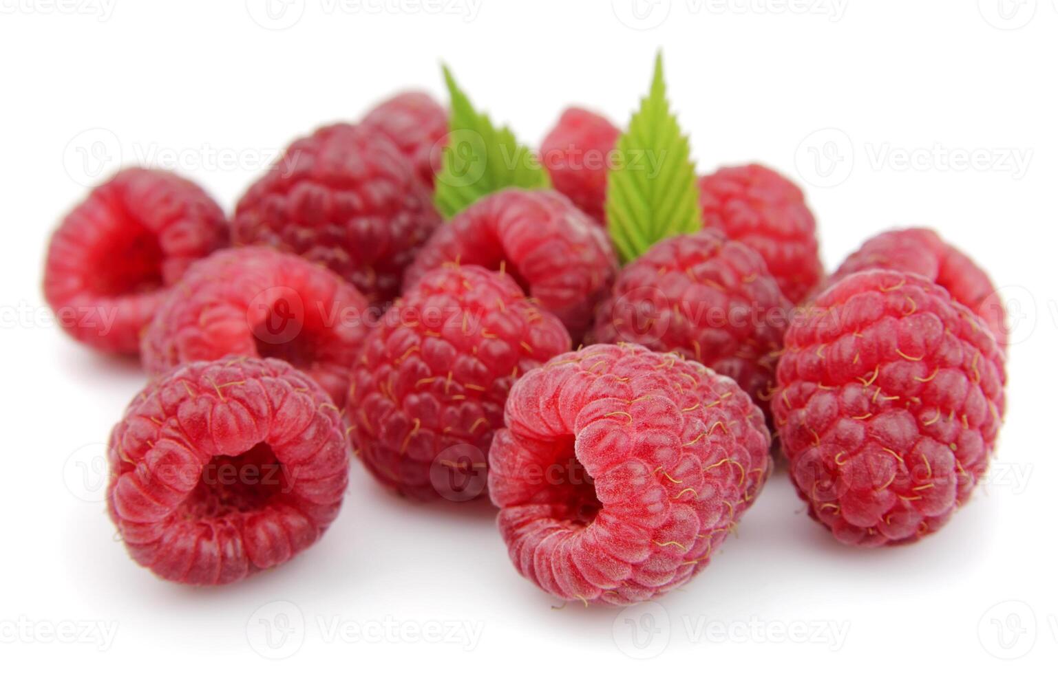 Sweet raspberry with leafs photo