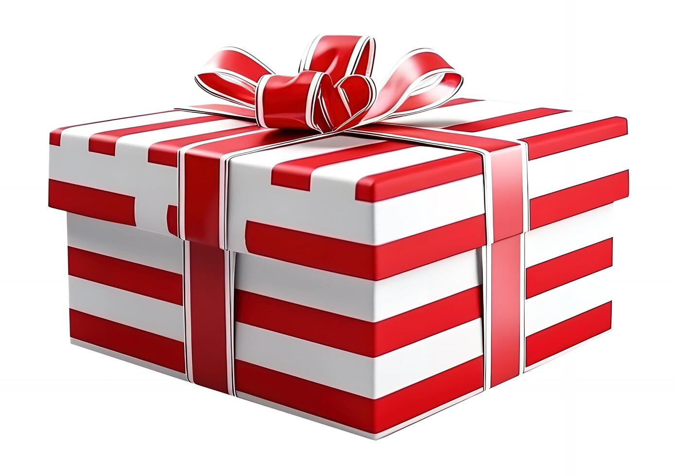 A gift box with red ribbons and bow isolated on white background photo