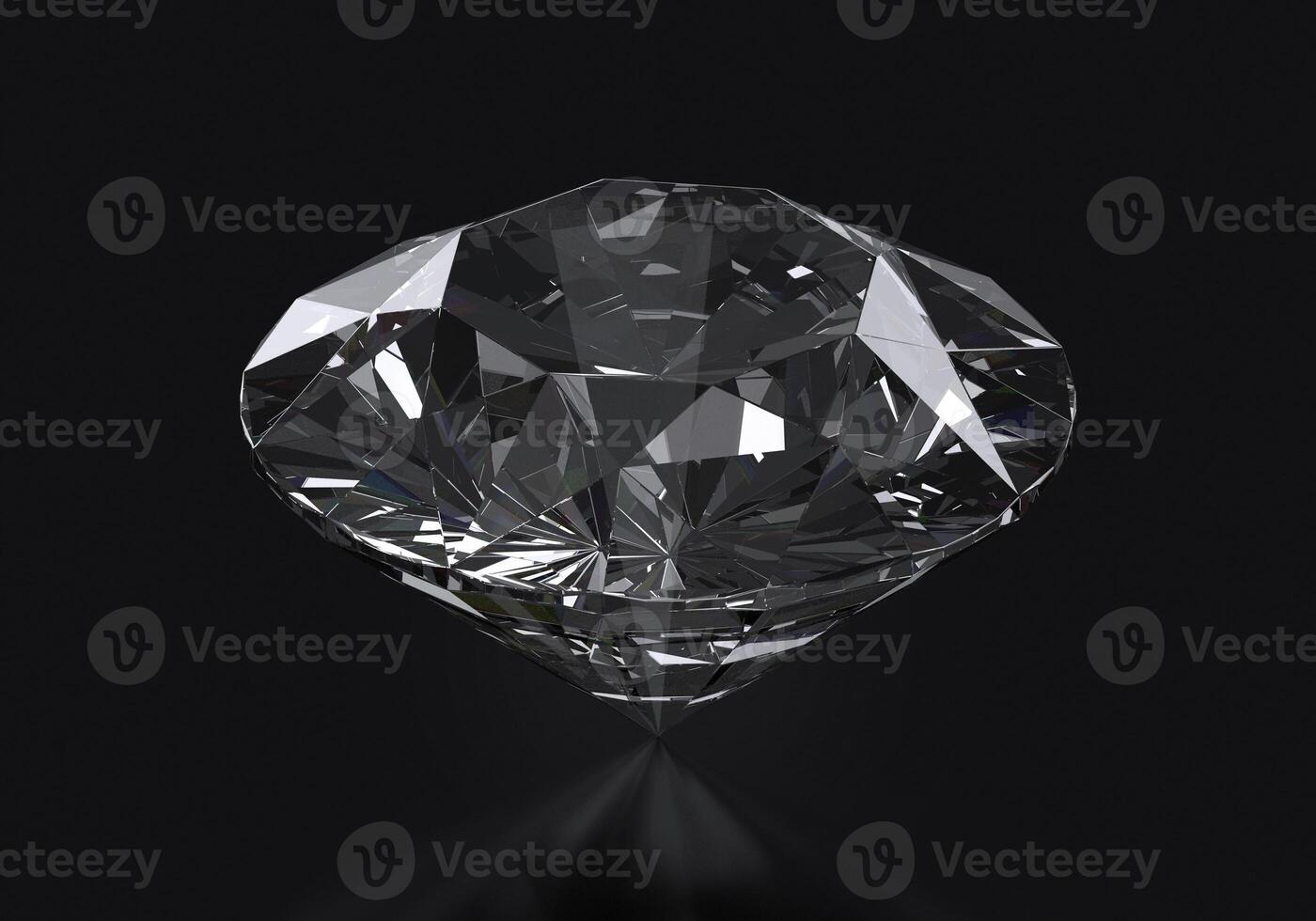 Dazzling diamond with reflection on black background photo