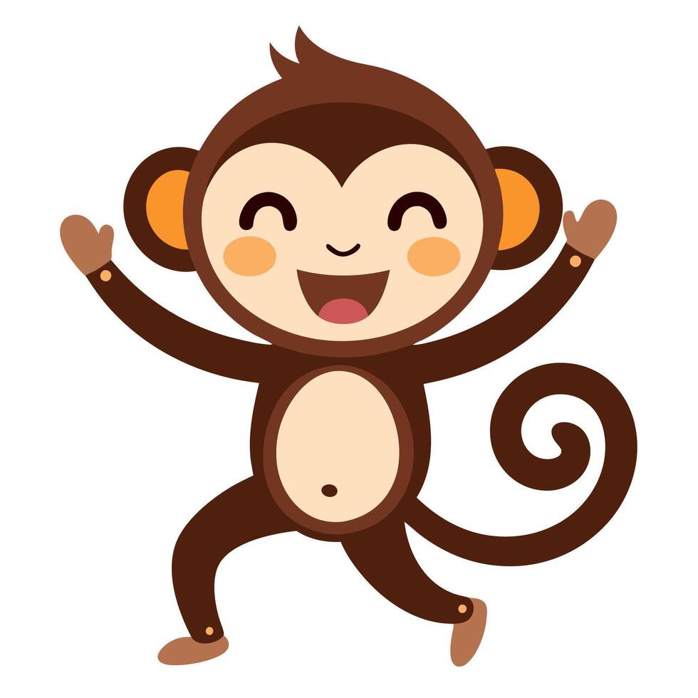 Capuchin Monkey dancing kawaii vector