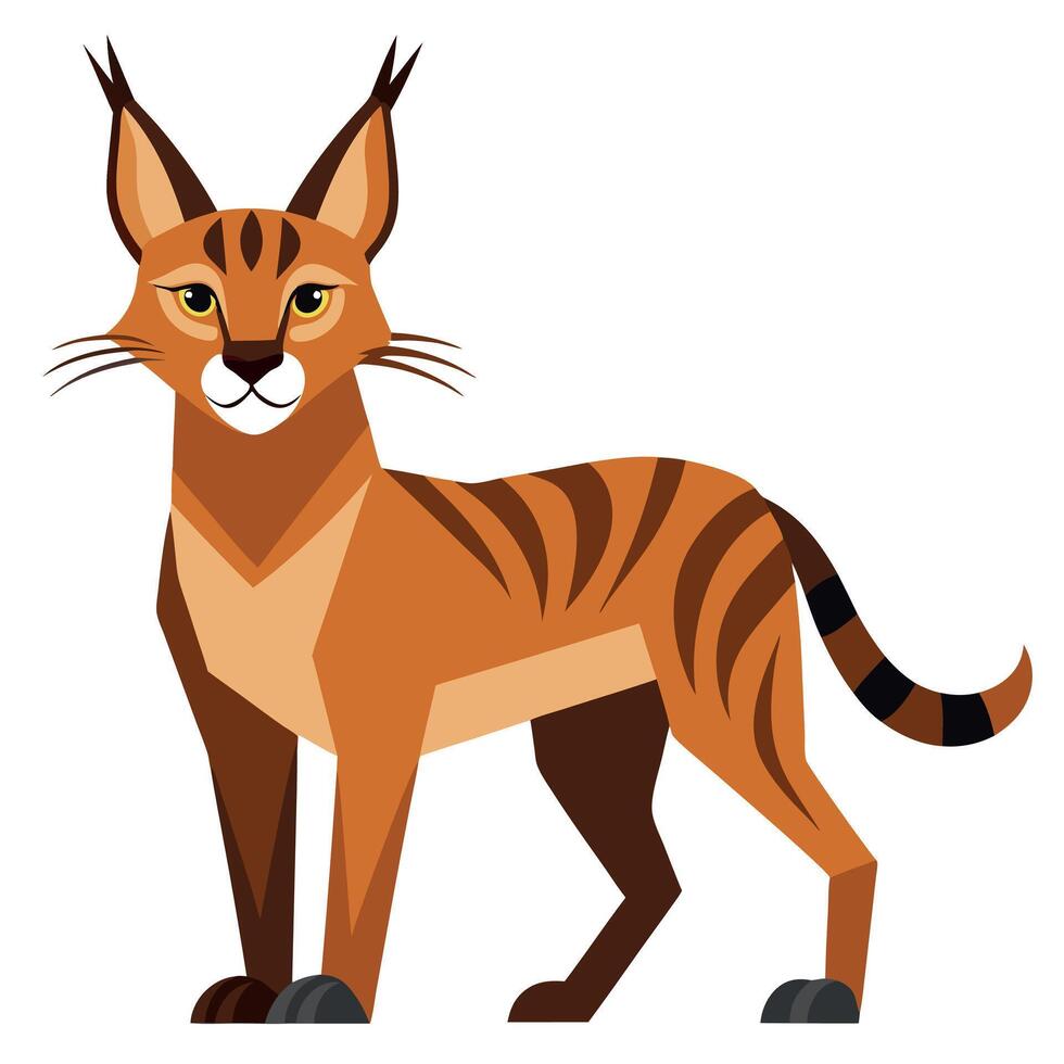 Caracal lynx goes kawaii vector