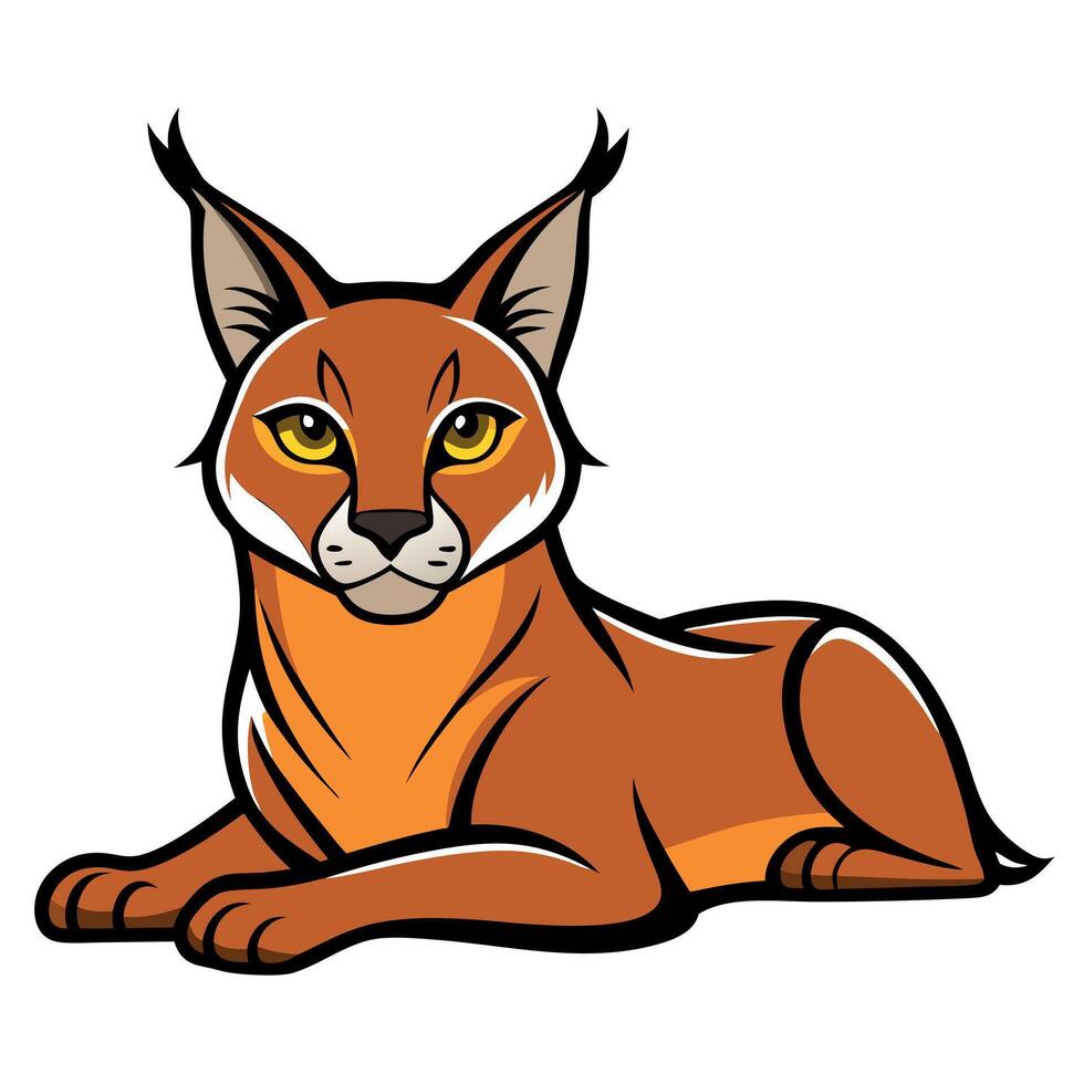 Caracal lynx lies kawaii vector
