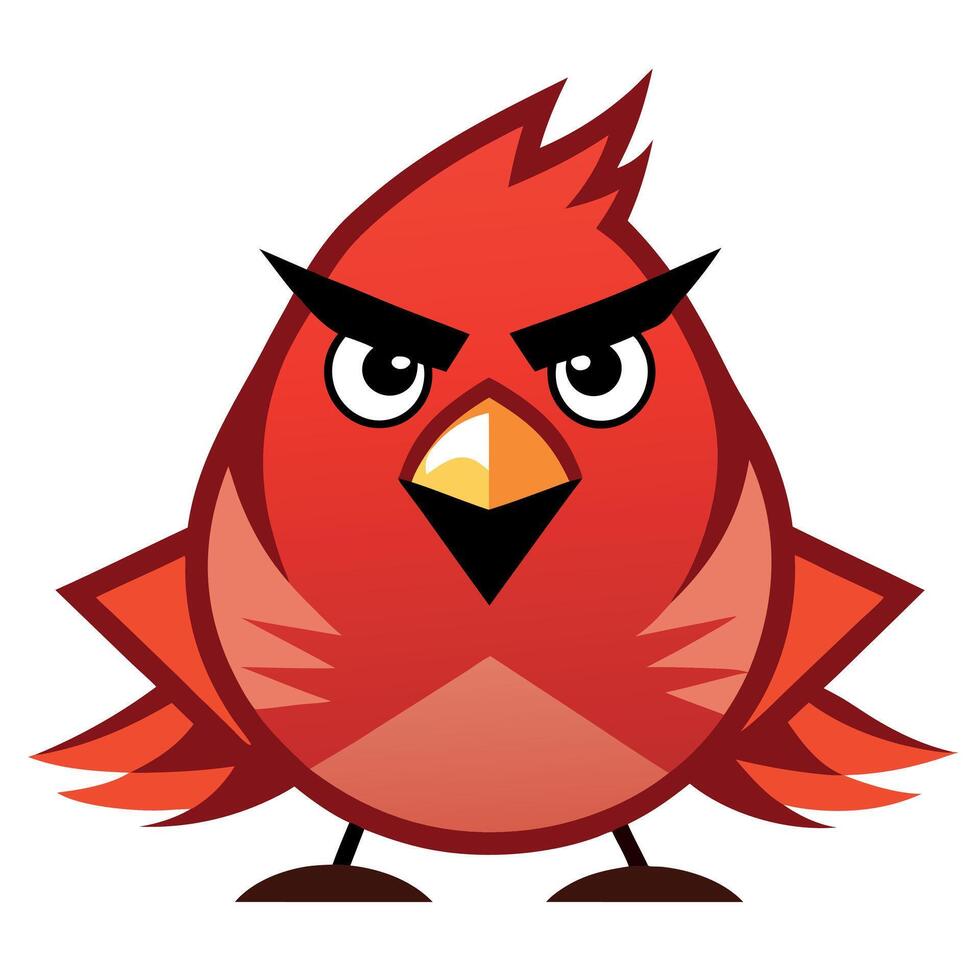Cardinal Bird angry kawaii vector