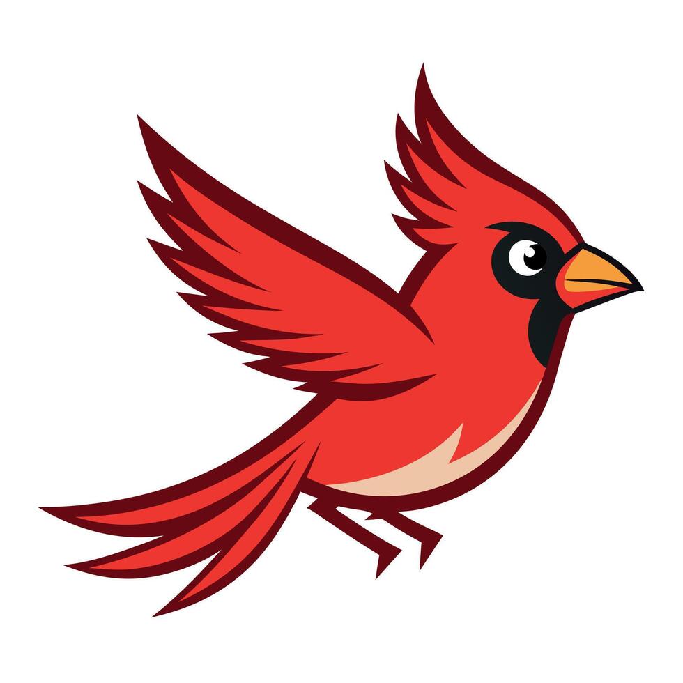 Cardinal Bird jumps kawaii vector