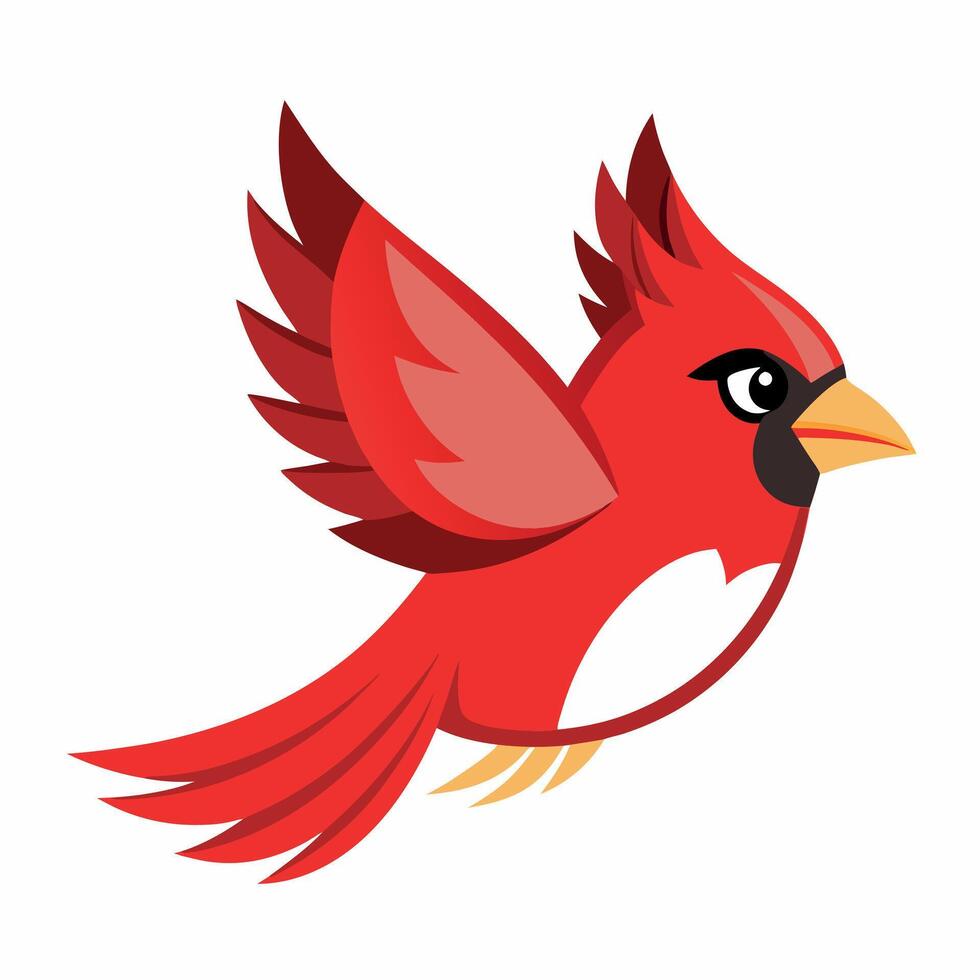 Cardinal Bird flies kawaii vector