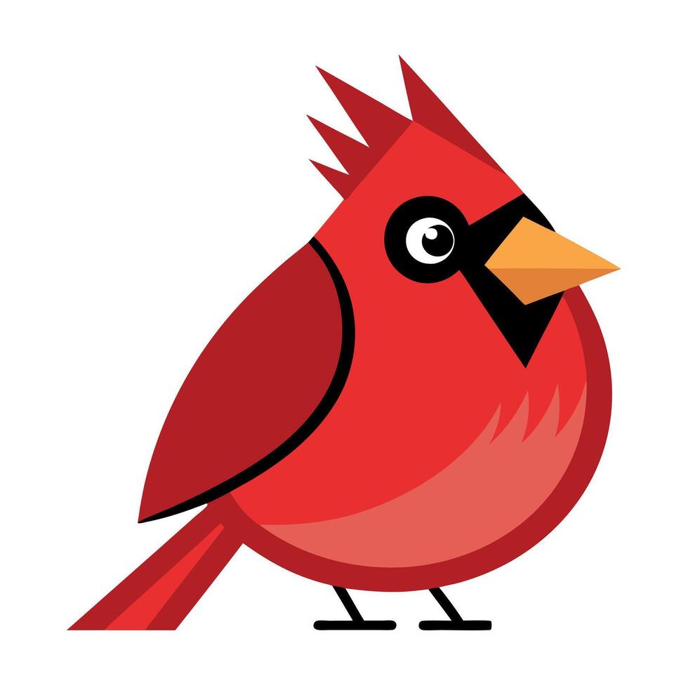 Cardinal Bird goes kawaii vector