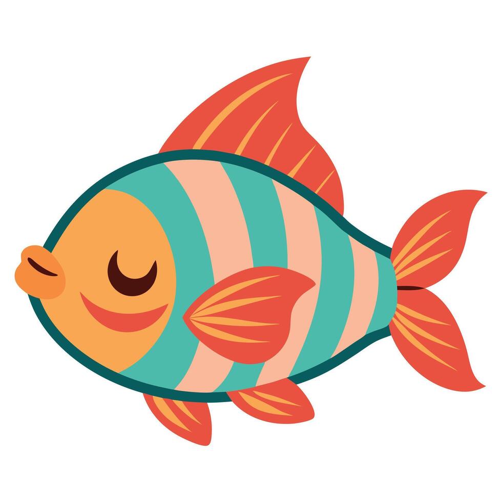 Cardinalfish fish sleeps kawaii vector