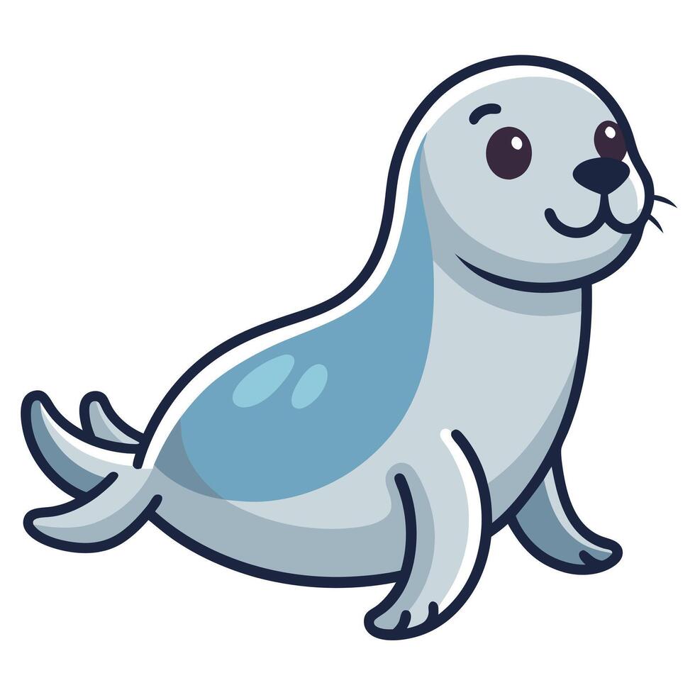 Caribbean Monk Seal walks kawaii vector