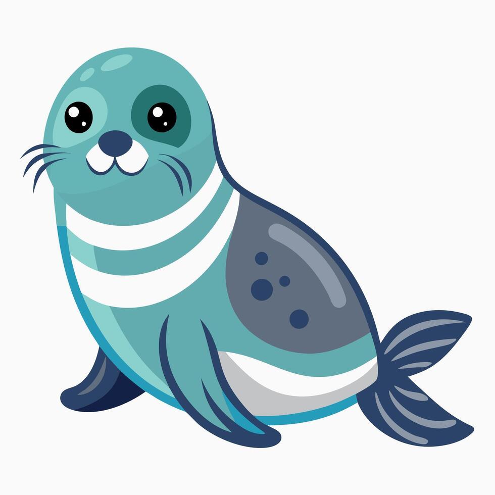 Caribbean Monk Seal stands kawaii vector