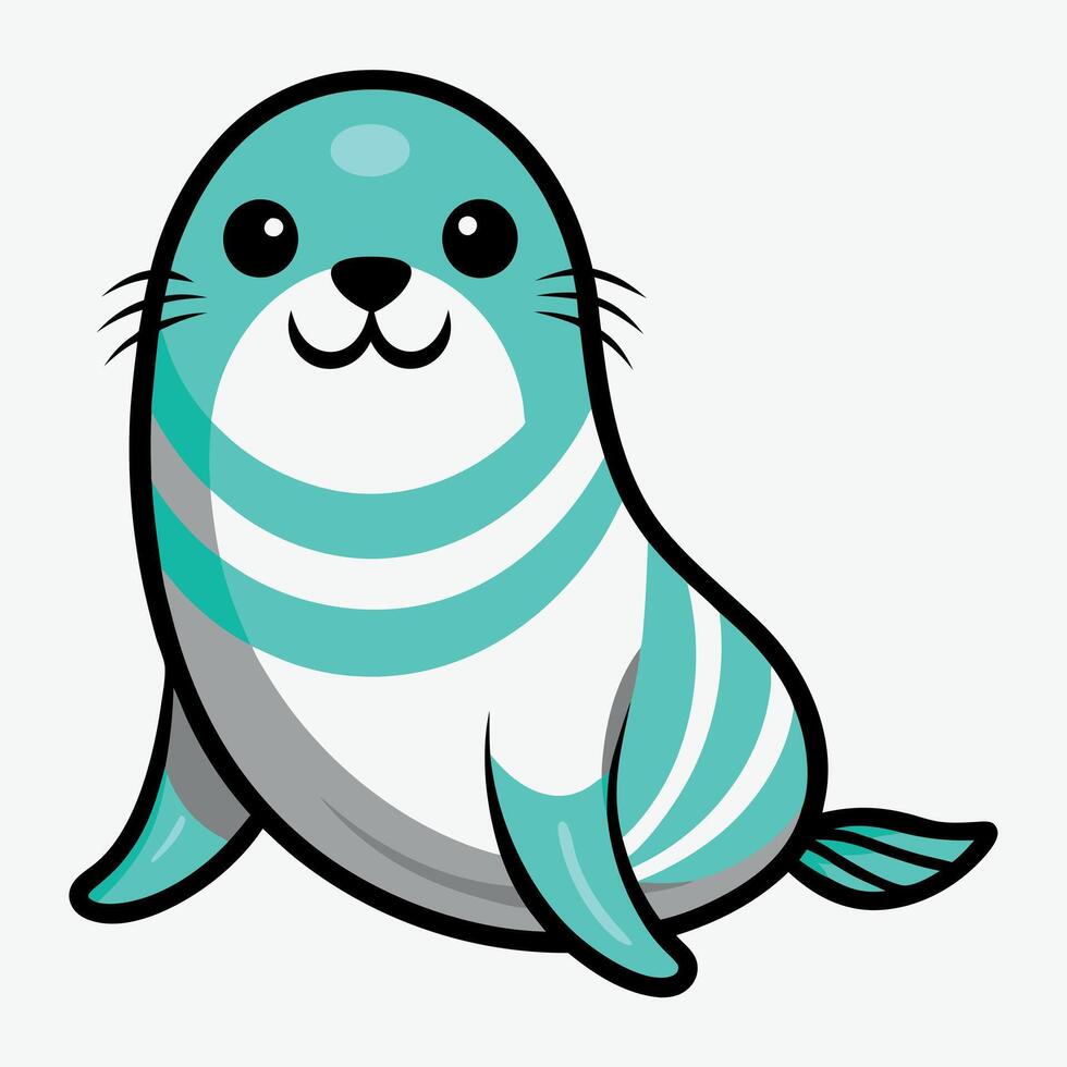 Caribbean Monk Seal flies kawaii vector