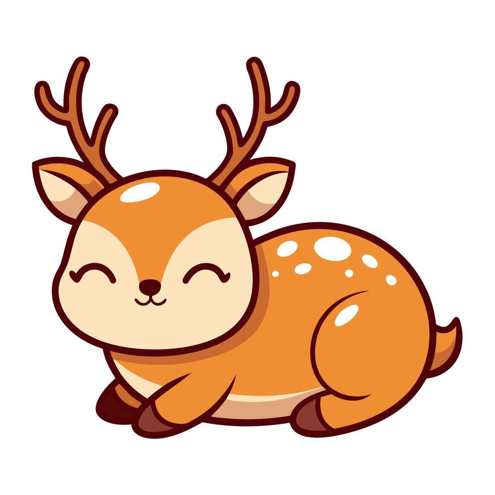 Caribou deer sleeps kawaii vector