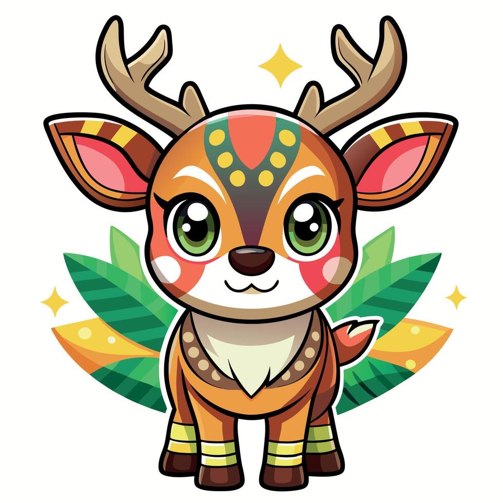 Caribou deer cries kawaii vector