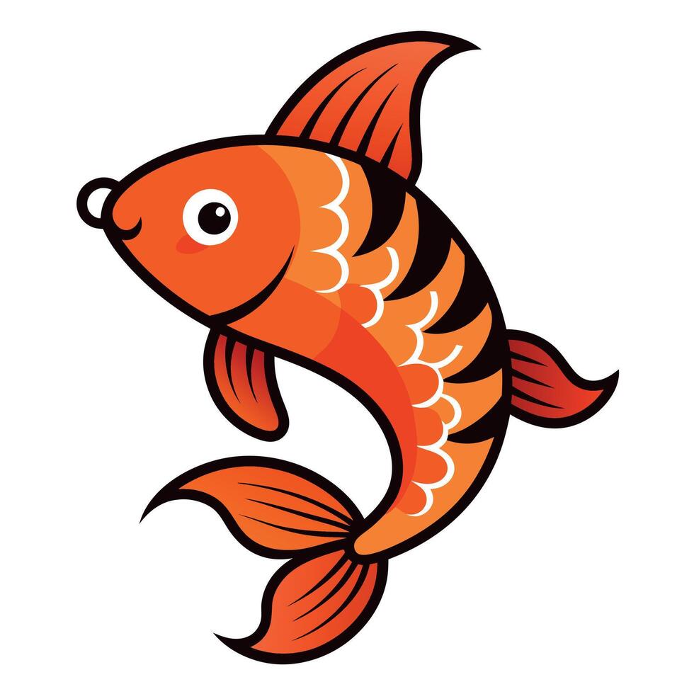 Carp fish lies kawaii vector