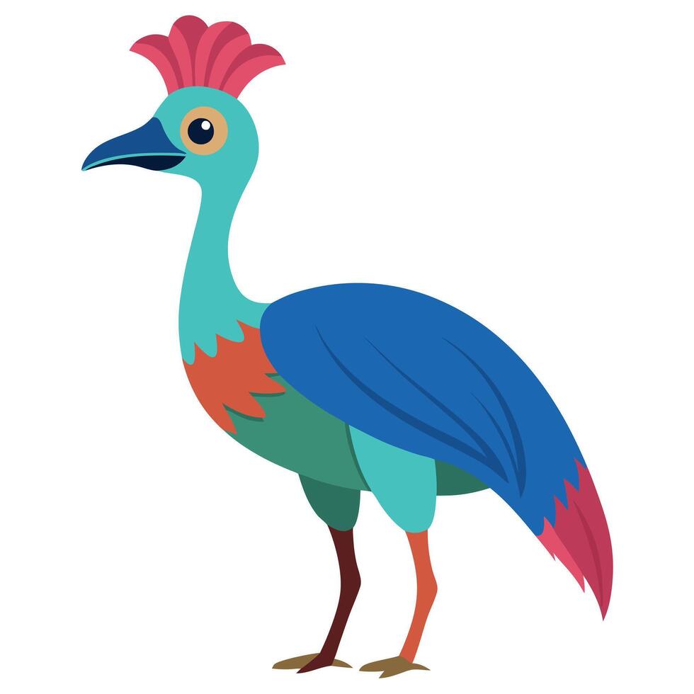 Cassowary bird stands kawaii vector