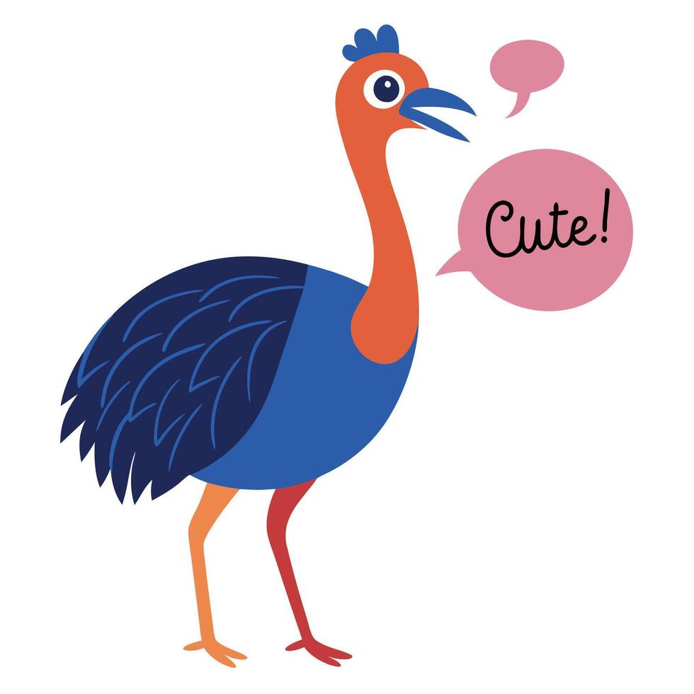 Cassowary bird speaks kawaii vector