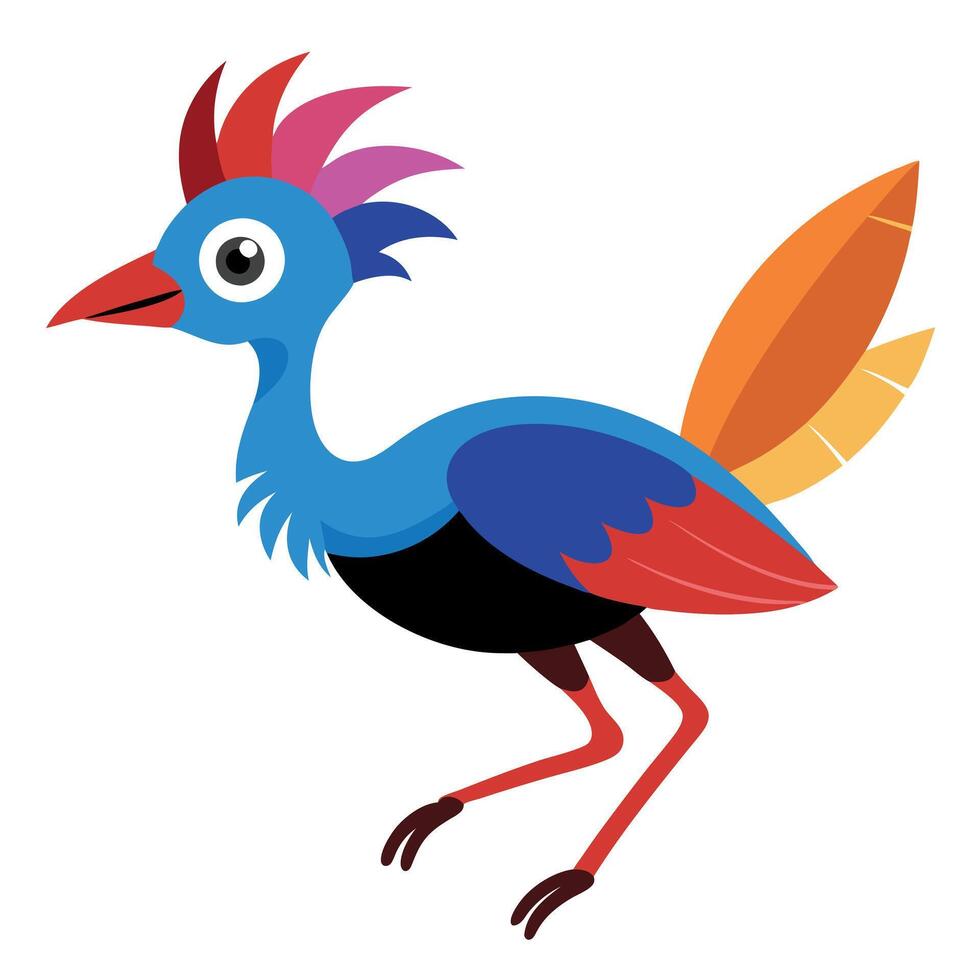 Cassowary bird jumps kawaii vector