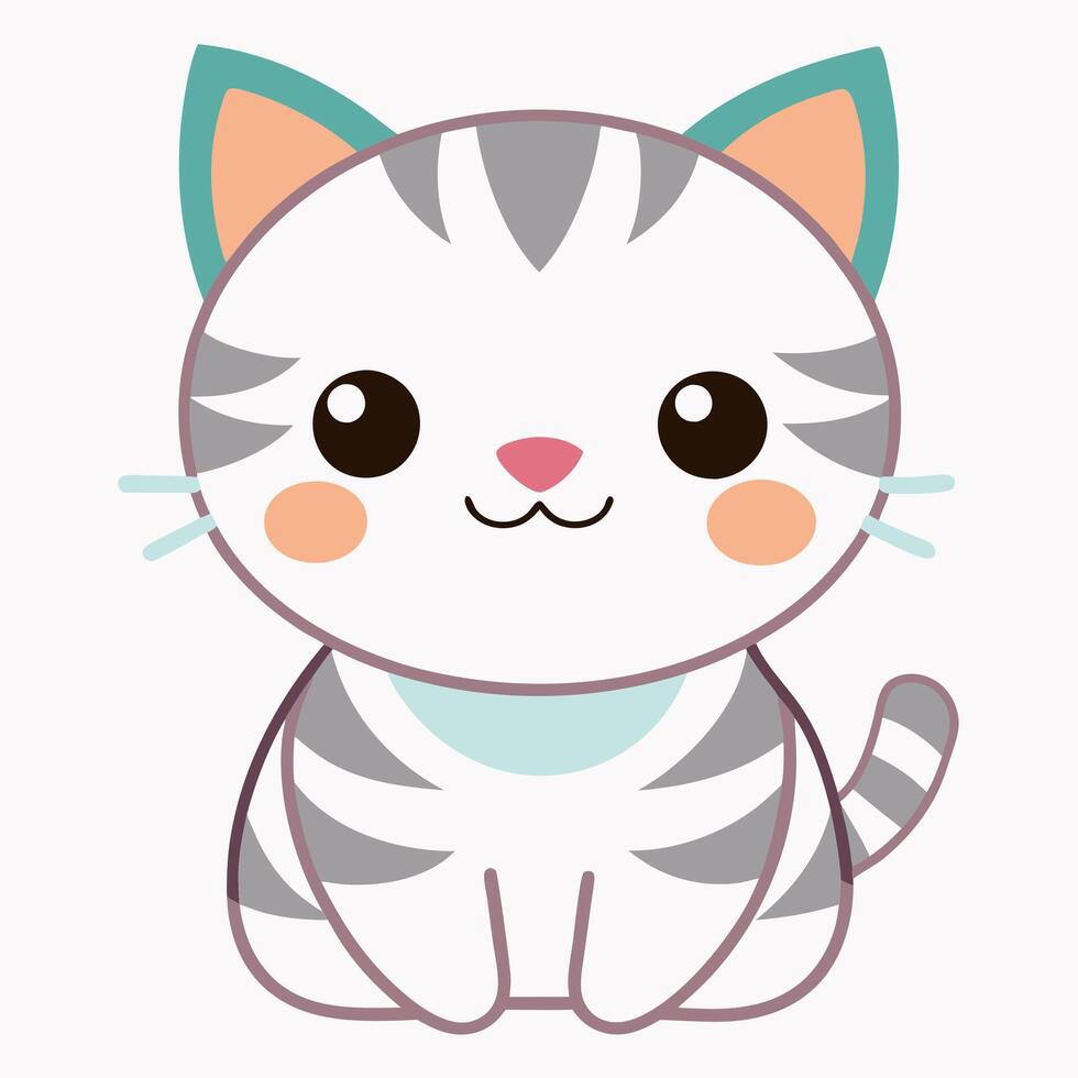 Cat looks kawaii vector