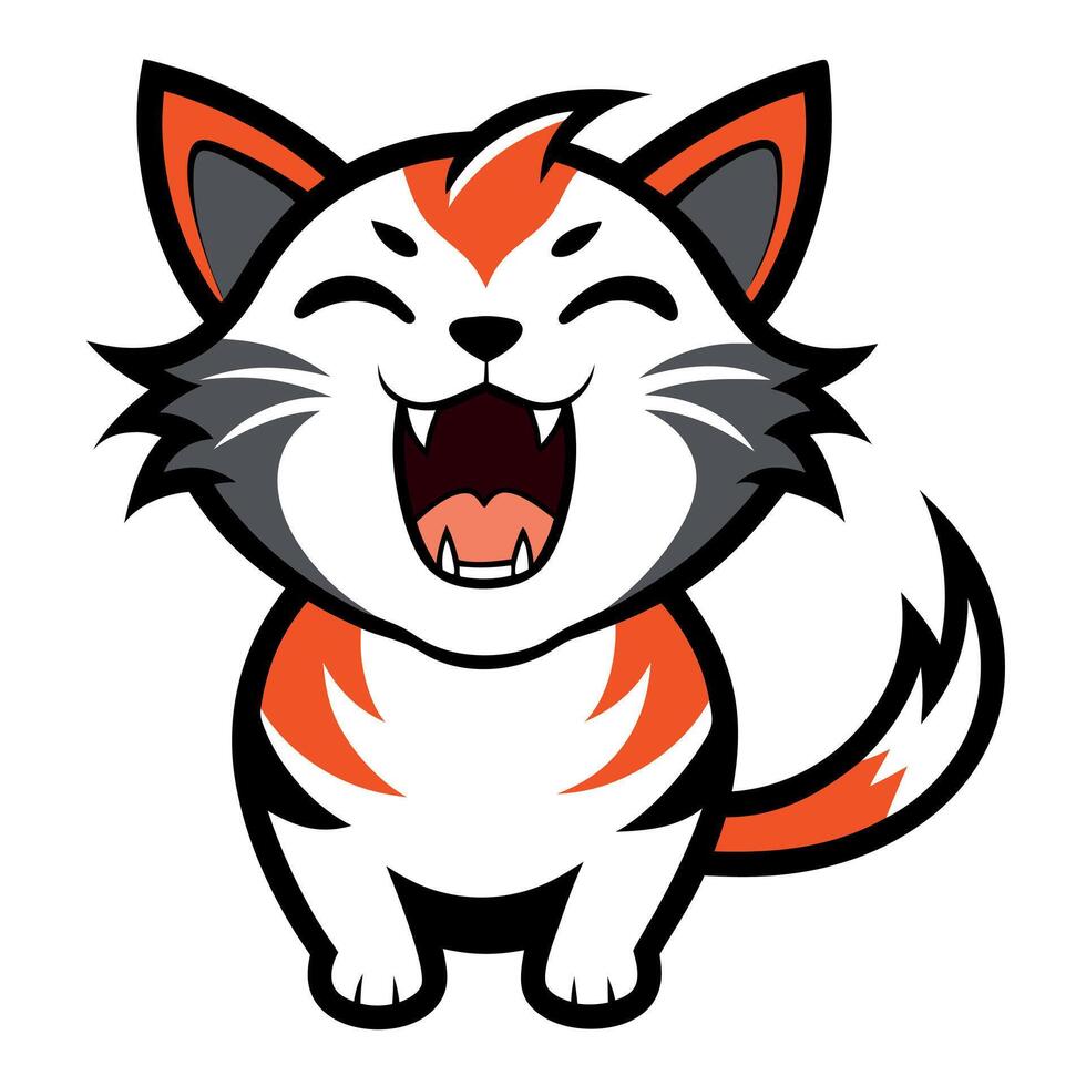 Cat screams kawaii vector