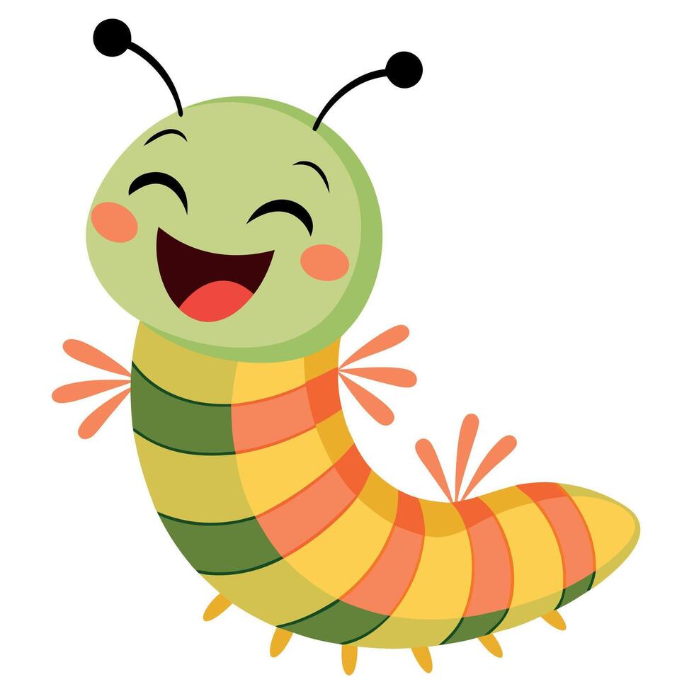 Caterpillar laughs kawaii vector