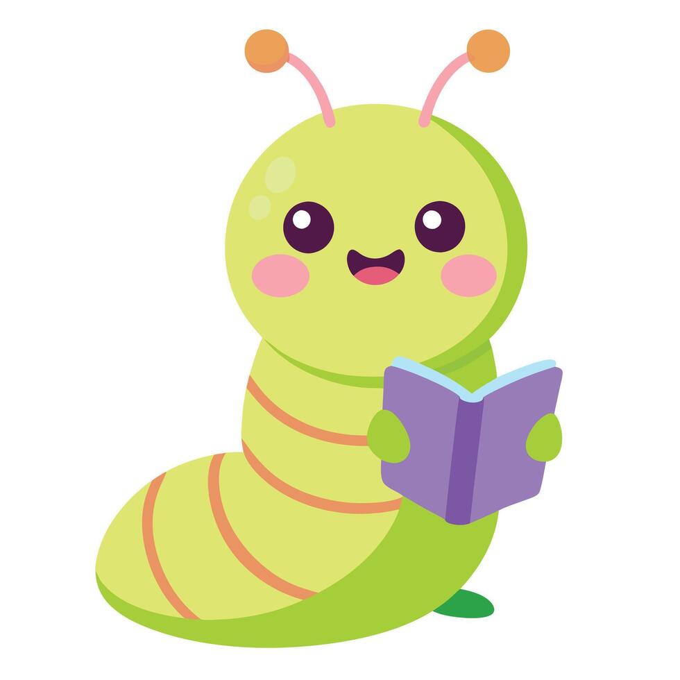 Caterpillar learns kawaii vector
