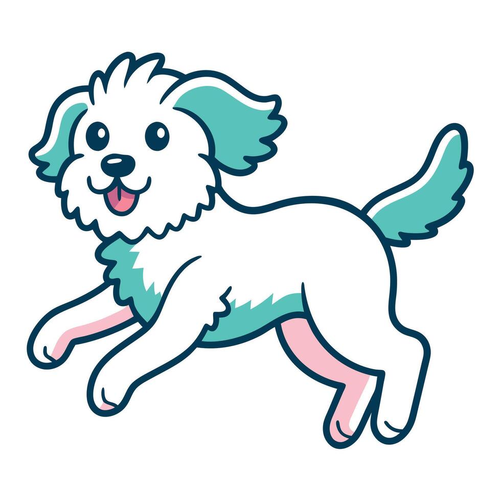 Cavapoo dog jumps kawaii vector