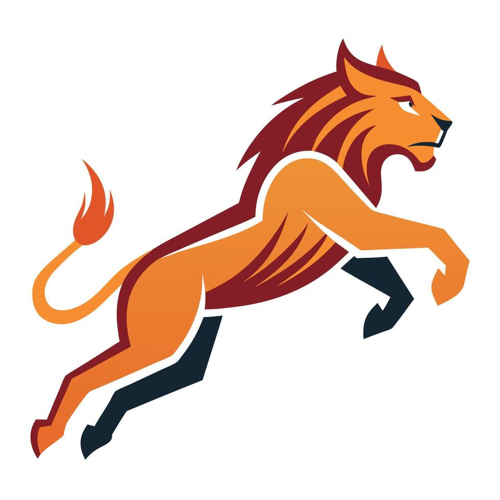 Cave Lion jumps kawaii vector