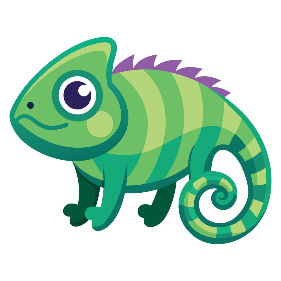 Chameleon knocks kawaii vector