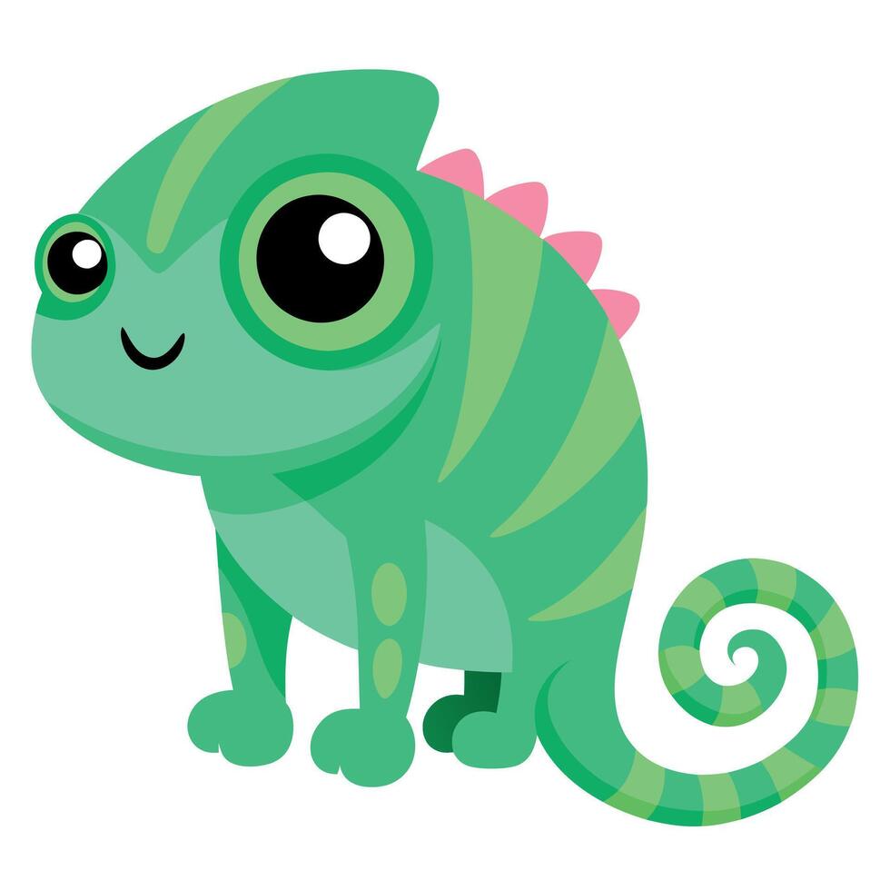 Chameleon looks kawaii vector