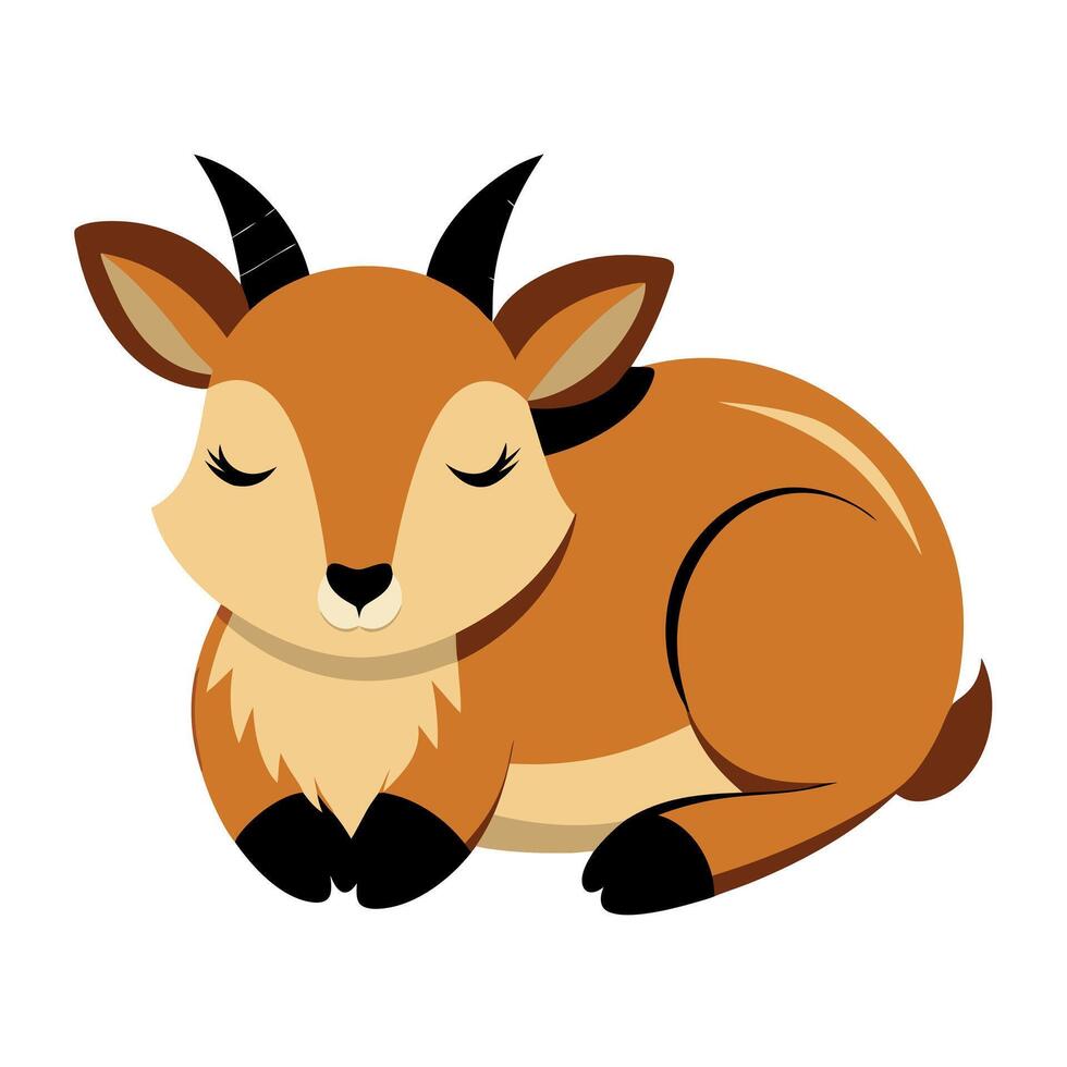Chamois goat sleeps kawaii vector