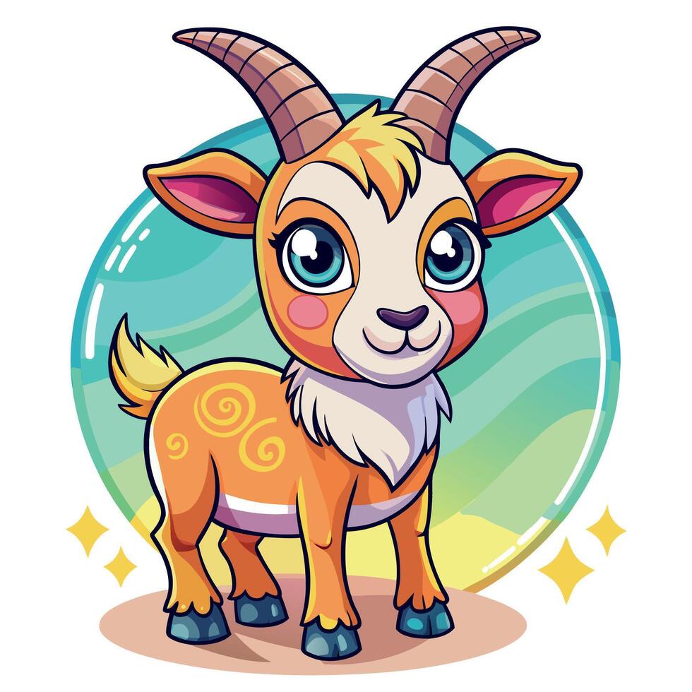 Chamois goat dancing kawaii vector