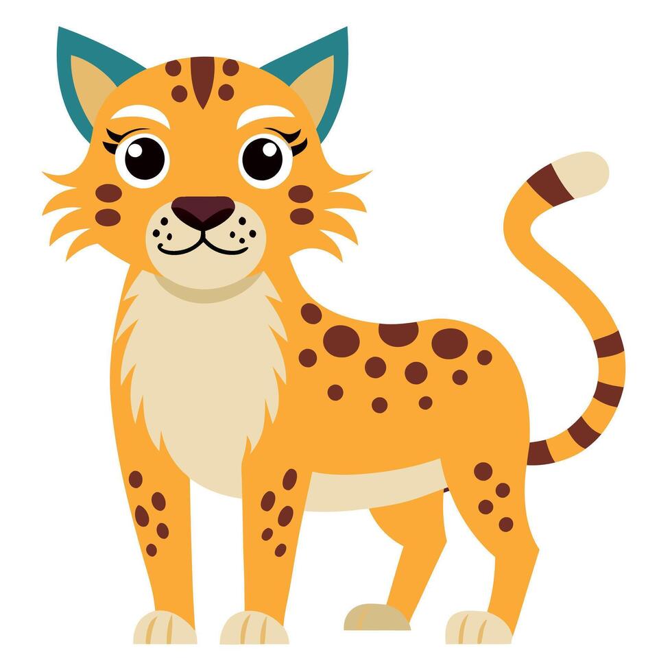 Cheetah lynx learns kawaii vector