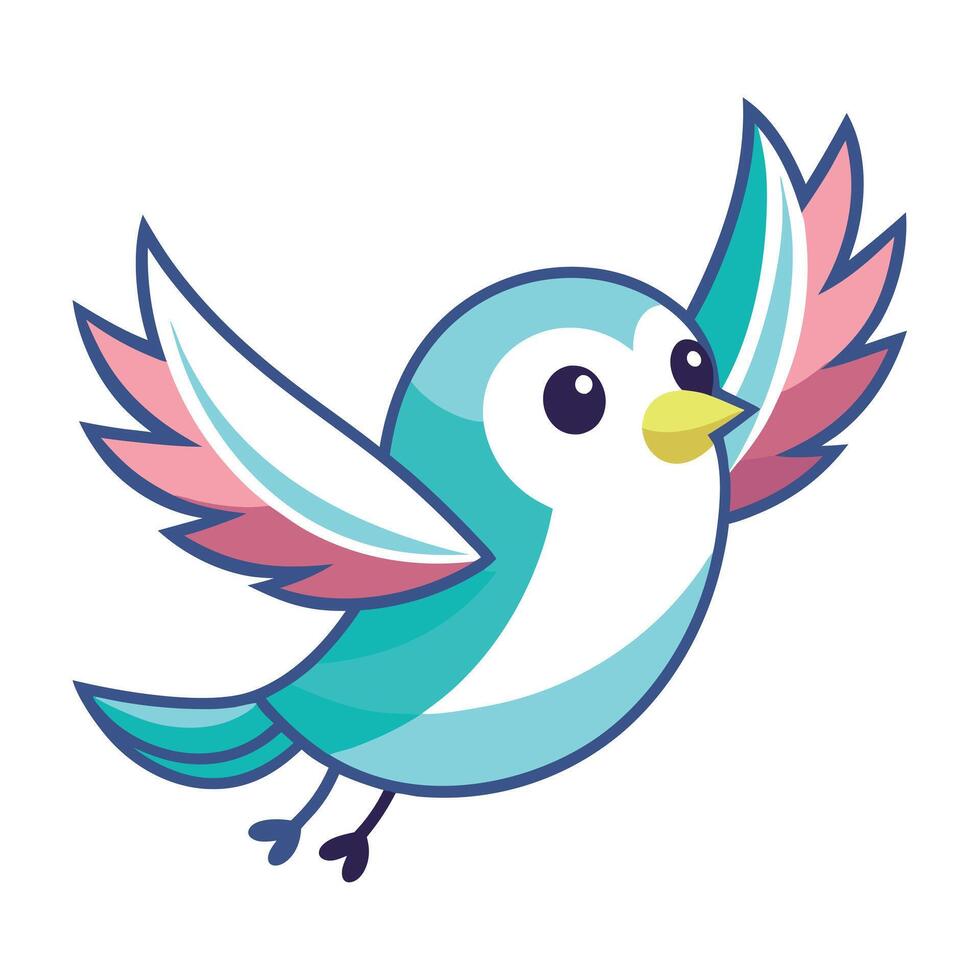 Chickadee bird flies kawaii vector